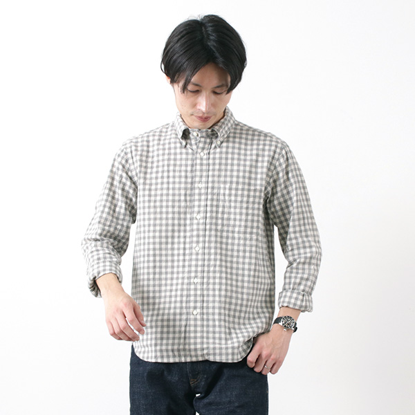 ROCOCO（ロココ） コットンリネン ギンガムチェック ボタンダウンシャツ