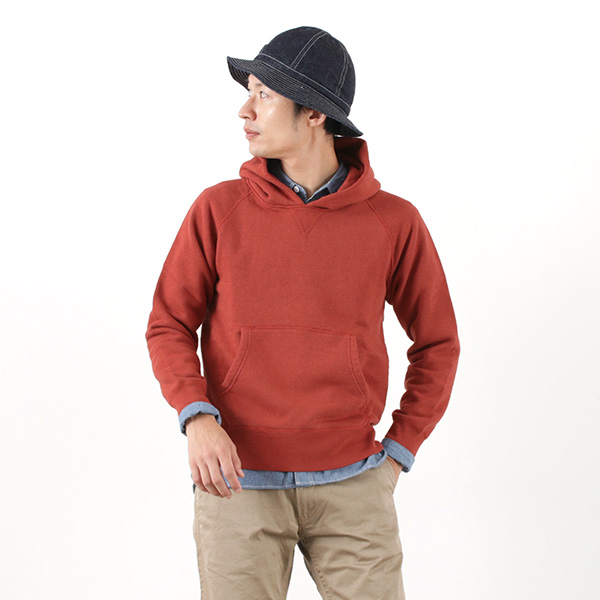 BARNS (バーンズ) カラー別注 吊り編み 裏毛 プルオーバーパーカー スウェット